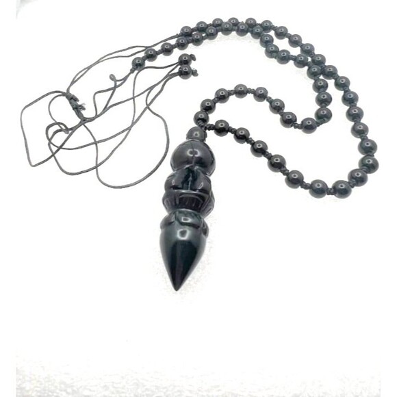 Rainbow Obsidian Good Luck Pendant on a Black Obsidian Necklace - Picture 1 of 7